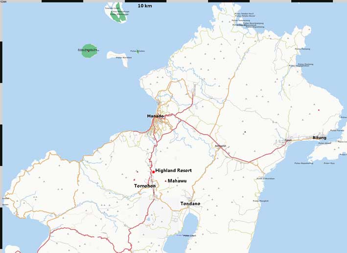 Karte Tomohon und Nordsulawesi